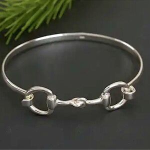 Sterling Silver HorseBit Bracelet Snaffle D Ring Bangle